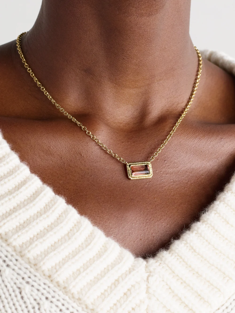 Octavia Elizabeth Elbow Beach 18-karat Recycled Gold Tourmaline Necklace, styled view