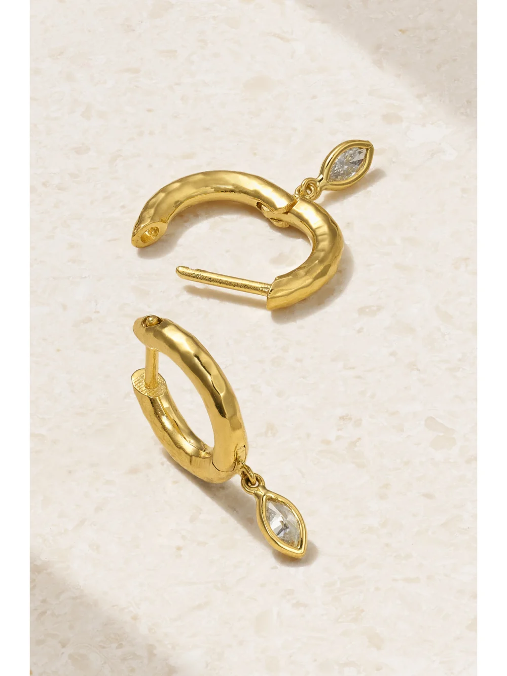 Back view of the Octavia Elizabeth Micro Gabby 18-karat Recycled Gold Diamond Hoop Earrings