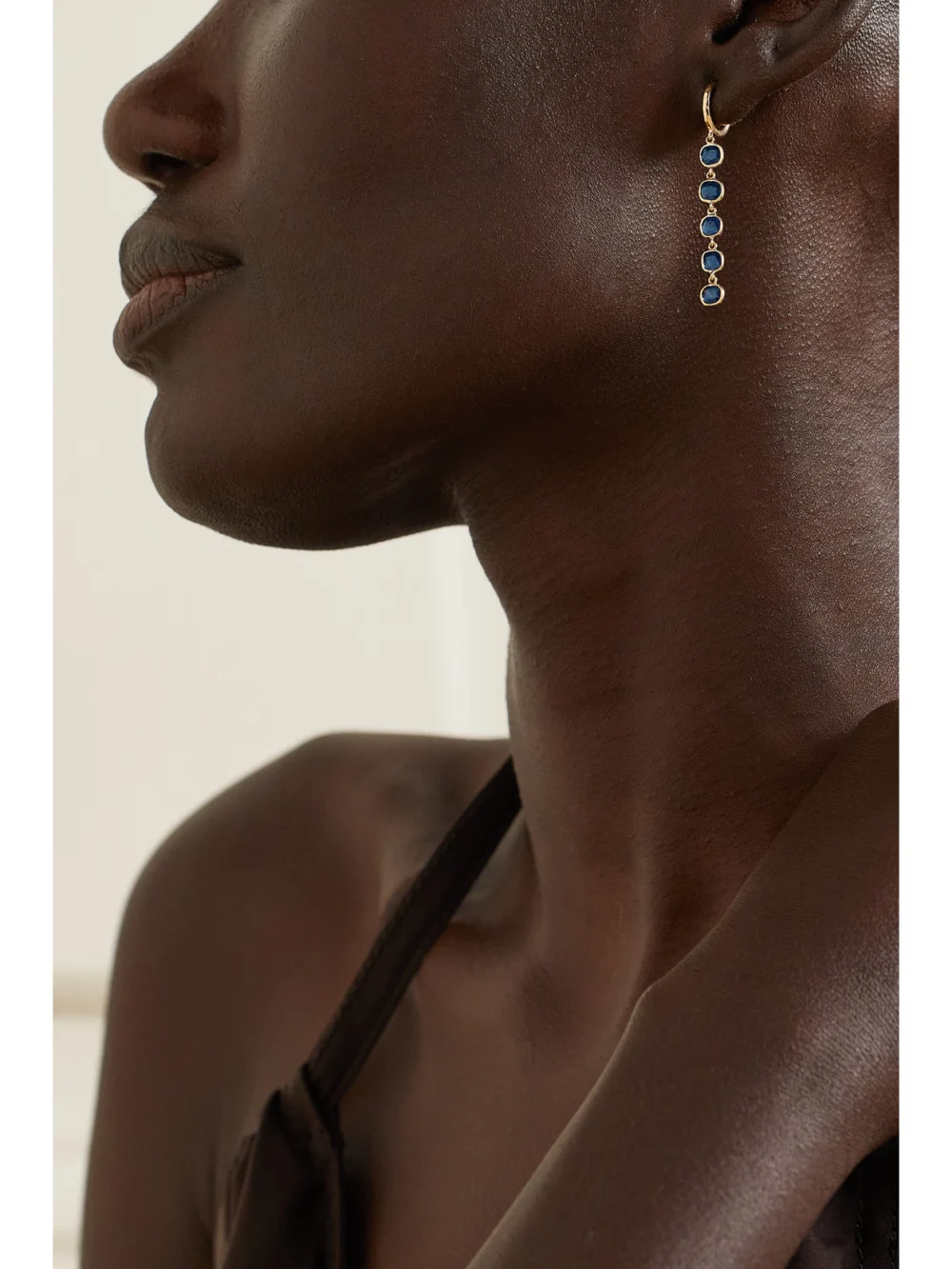 Octavia Elizabeth Micro Gabby 18-karat Recycled Gold Sapphire Earrings, styled view