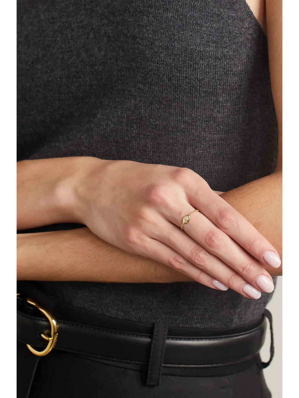 Octavia Elizabeth Nesting Gem 18-karat Gold Diamond Ring, styled view