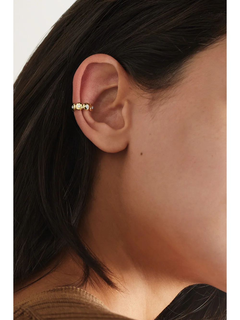 Octavia Elizabeth Nesting Gem 18-karat Recycled Gold Diamond Ear Cuff, styled view