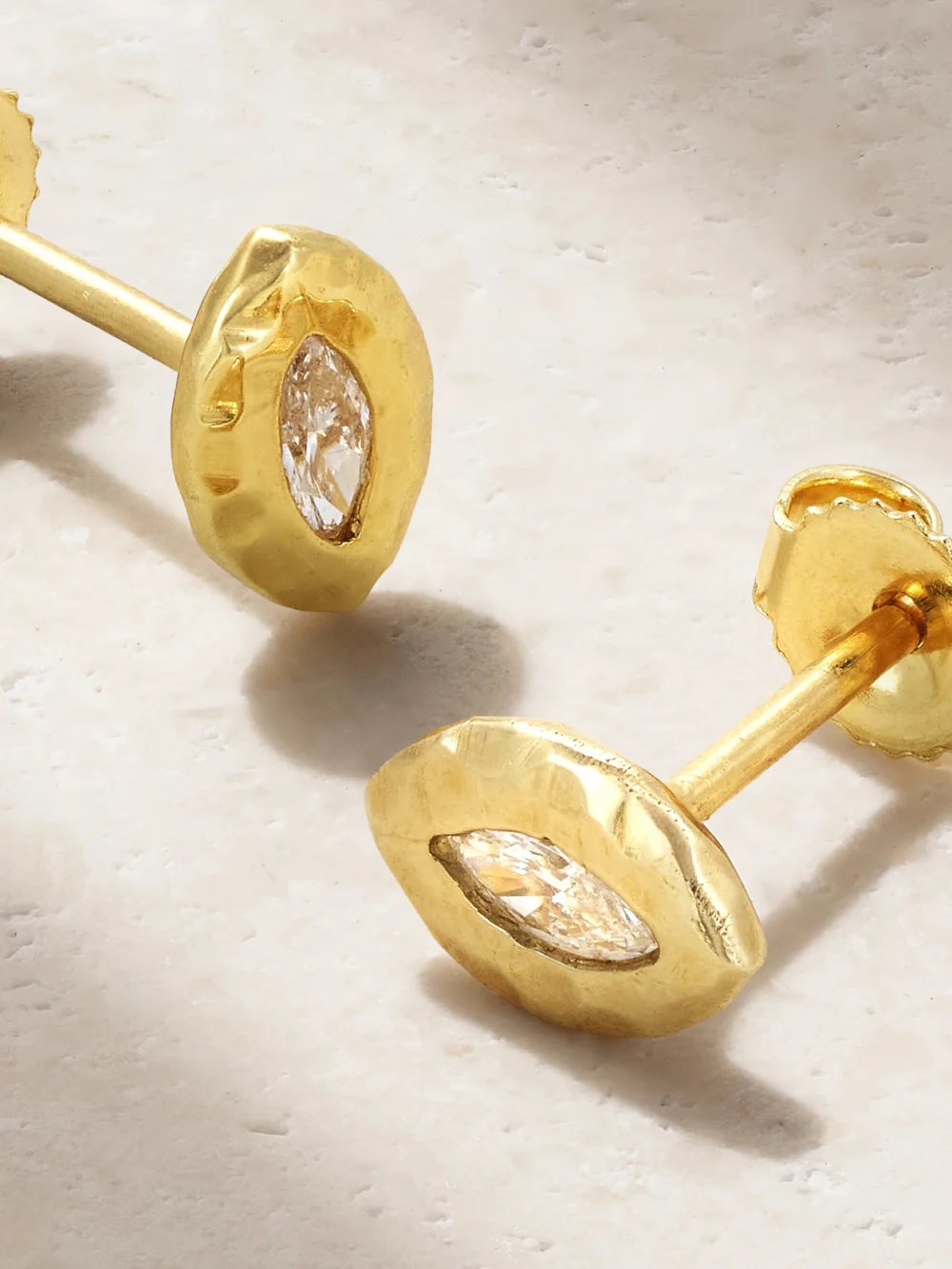 Close-up detail of the Octavia Elizabeth Nesting Gem 18-karat Recycled Gold Diamond Earrings