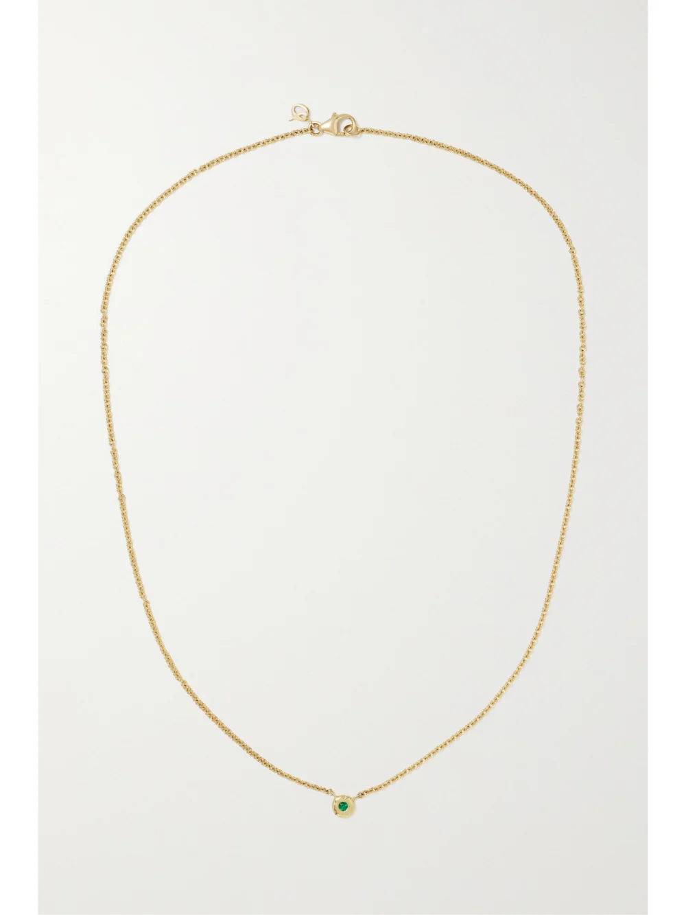 Close-up detail of the Octavia Elizabeth Nesting Gem 18-karat Recycled Gold Emerald Necklace