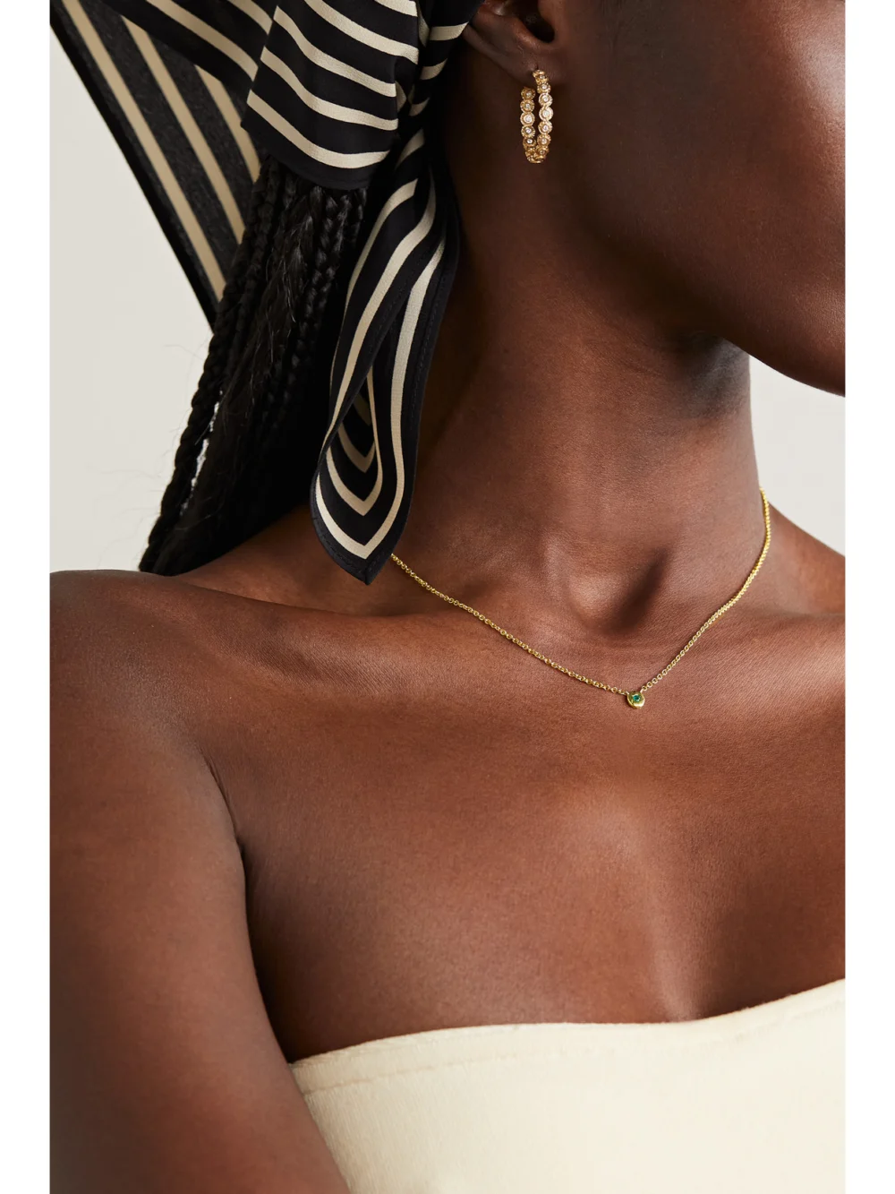 Octavia Elizabeth Nesting Gem 18-karat Recycled Gold Emerald Necklace, styled view