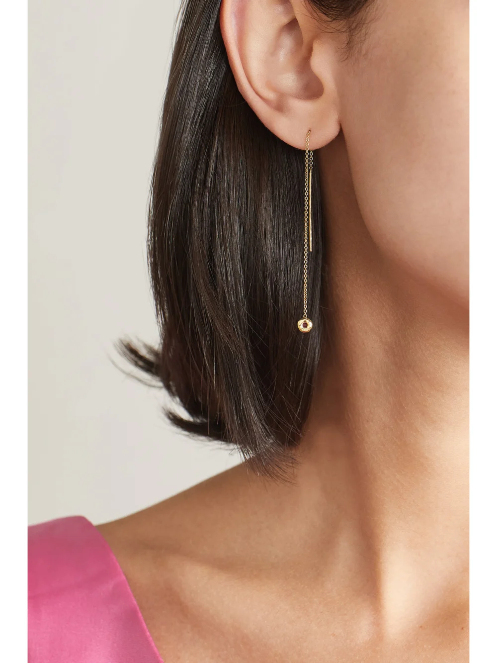 Octavia Elizabeth Nesting Gem 18-karat Recycled Gold Ruby Earrings, styled view