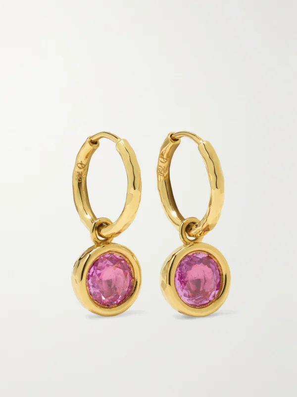 Octavia Elizabeth Nesting Gem Petite Gabby 18-karat Recycled Gold Sapphire Hoop Earrings