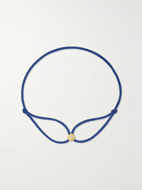 Octavia Elizabeth Parachute Nesting Gem 18-karat Recycled Gold, Diamond and Cord Bracelet