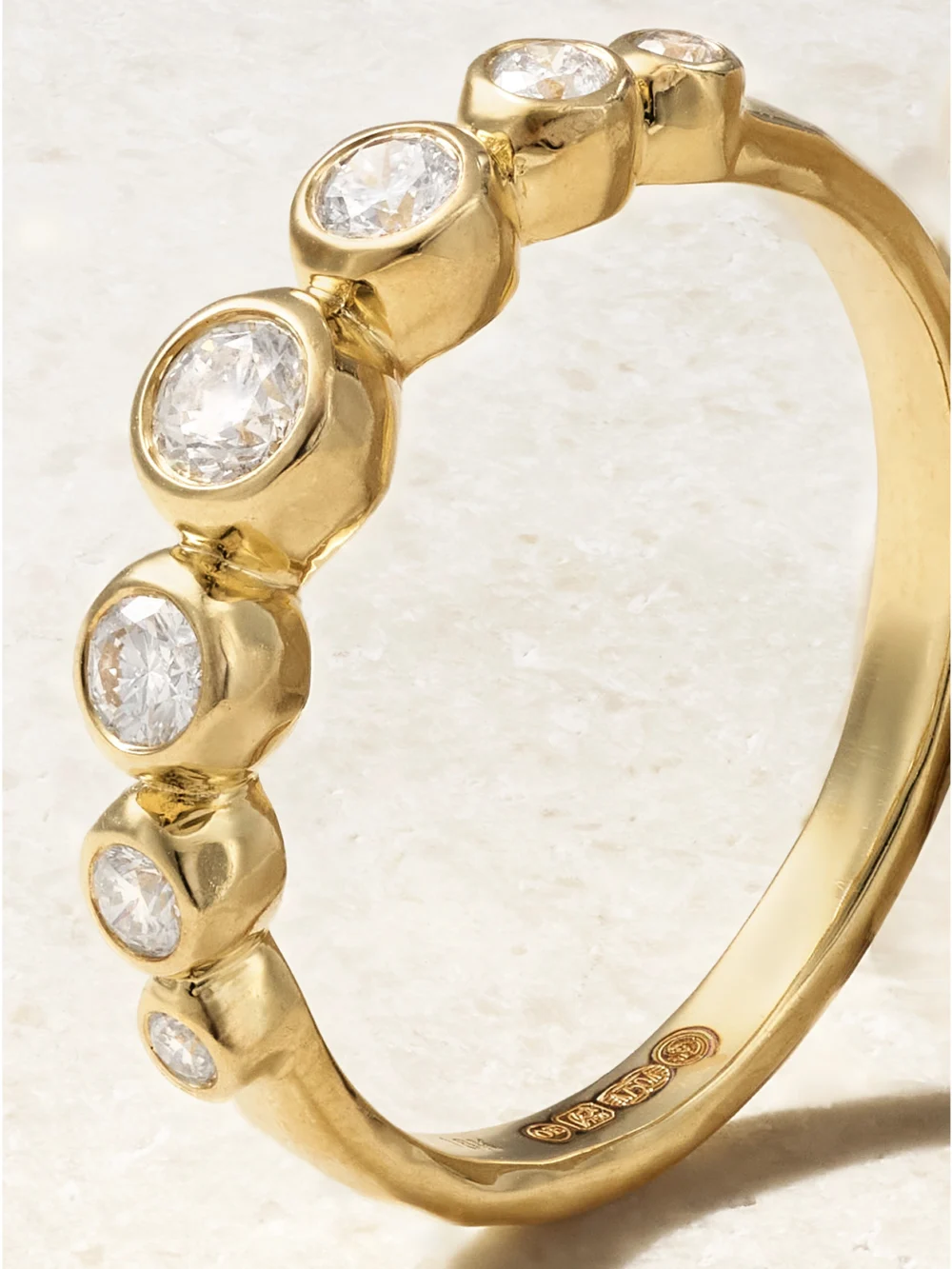 Close-up detail of the Octavia Elizabeth Riviera Demi American 18-karat Gold Diamond Ring