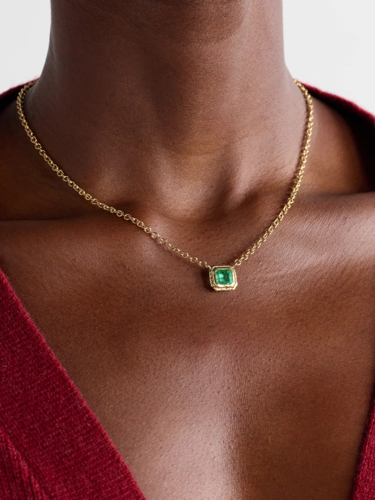 Octavia Elizabeth Seagrape 18-karat Recycled Gold Emerald Necklace