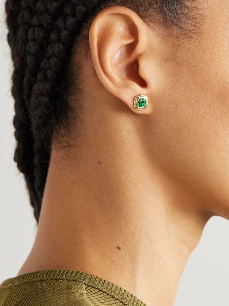 Octavia Elizabeth Summerland 18-karat Gold Emerald Earrings