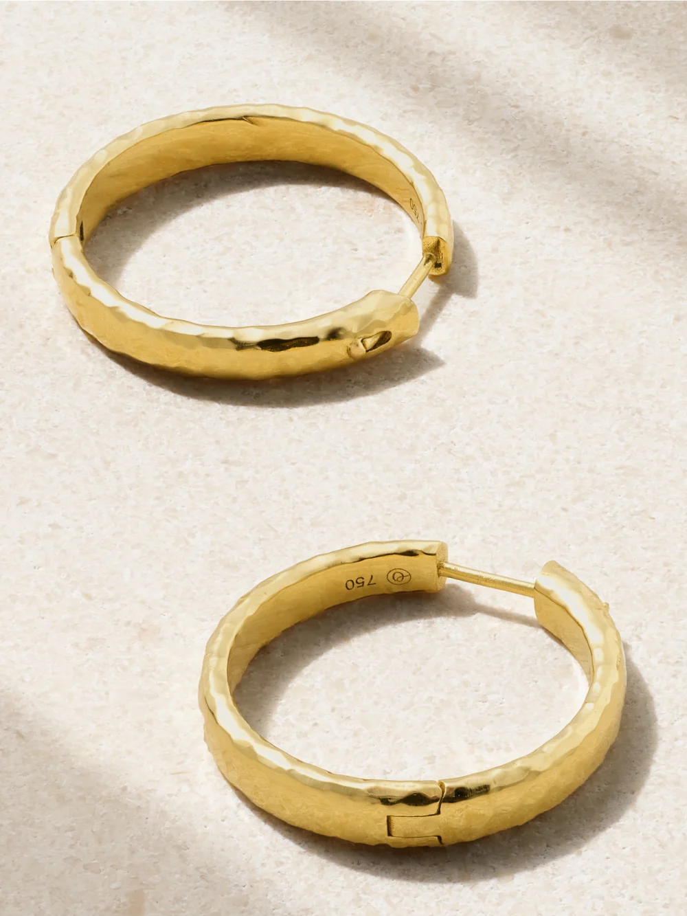 Close-up detail of the Octavia Elizabeth Yana Jumbo 18-karat Recycled Gold Hoop Earrings