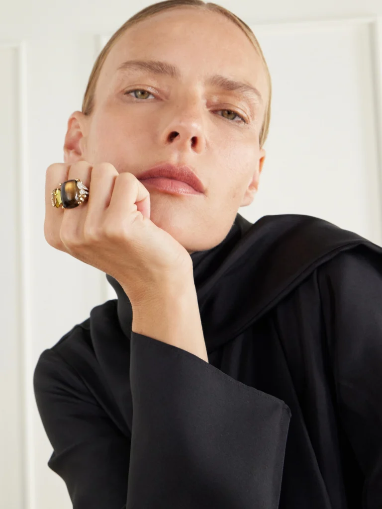 Ole Lynggaard Copenhagen Boho 18-karat Gold, Quartz, Tourmaline and Diamond Ring