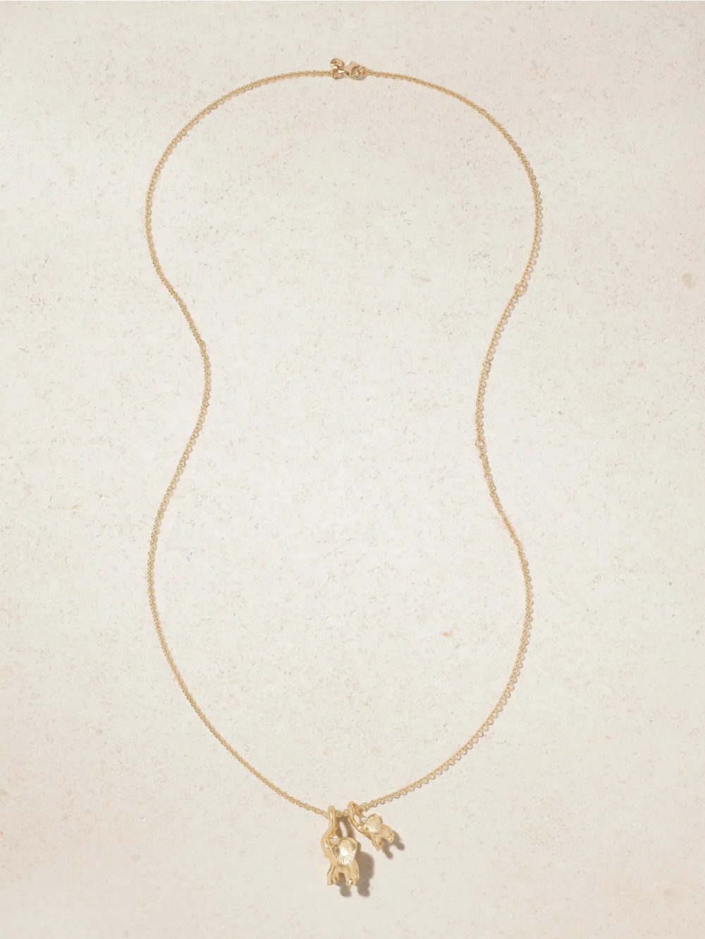 Close-up detail of the Ole Lynggaard Copenhagen Double Elephant 18-karat Gold Diamond Necklace