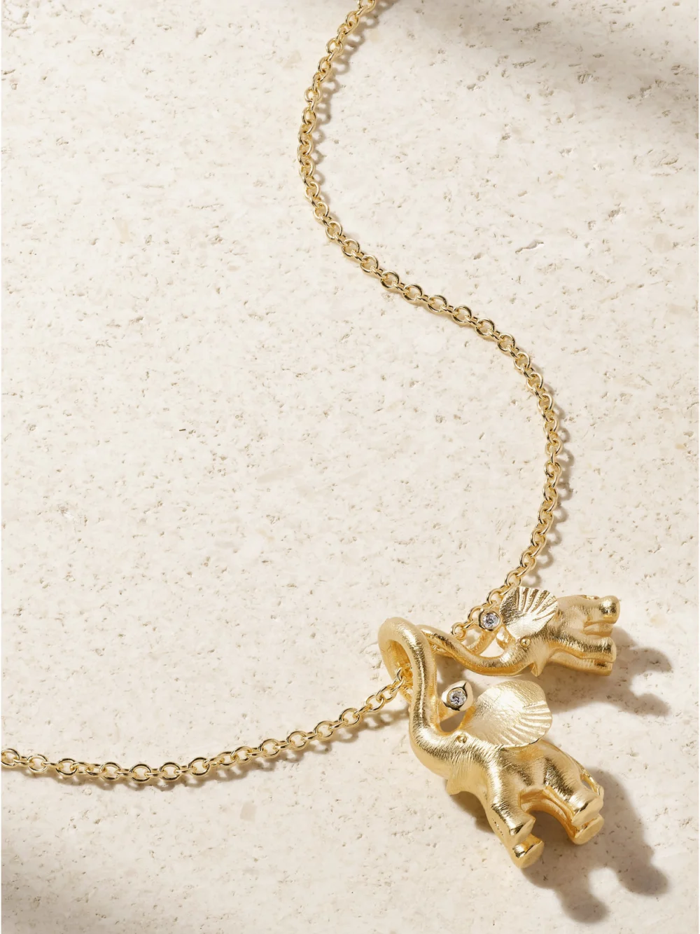 Ole Lynggaard Copenhagen Double Elephant 18-karat Gold Diamond Necklace