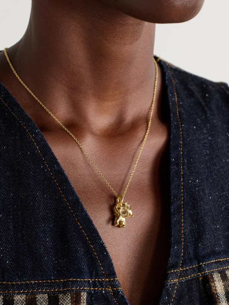 Ole Lynggaard Copenhagen Double Elephant 18-karat Gold Diamond Necklace