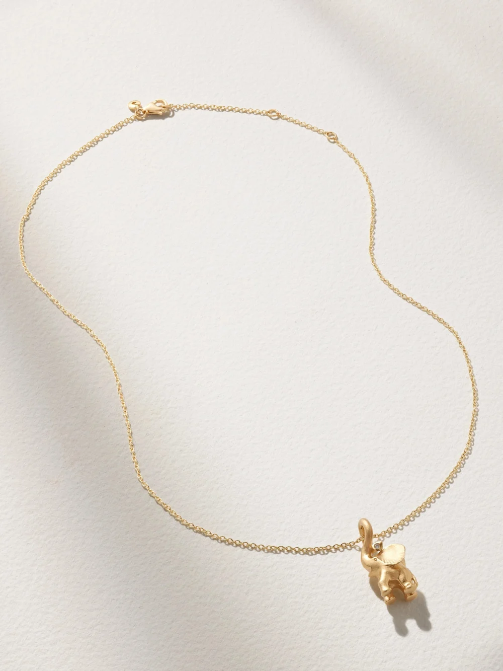 Close-up detail of the Ole Lynggaard Copenhagen Elephant 18-karat Gold Diamond Necklace