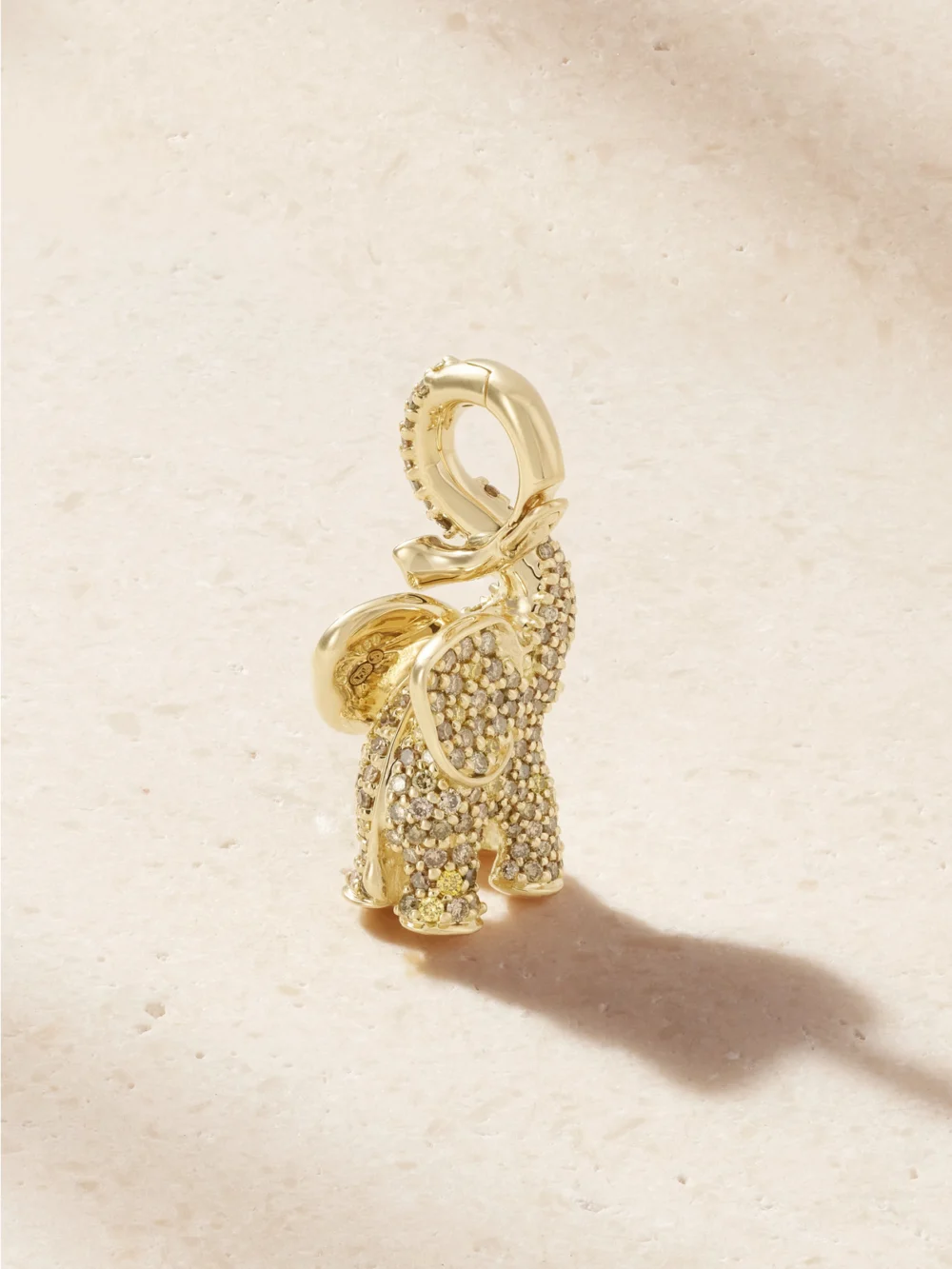 Back view of the Ole Lynggaard Copenhagen Elephant 18-karat Gold Yellow and Brown Diamond Pendant