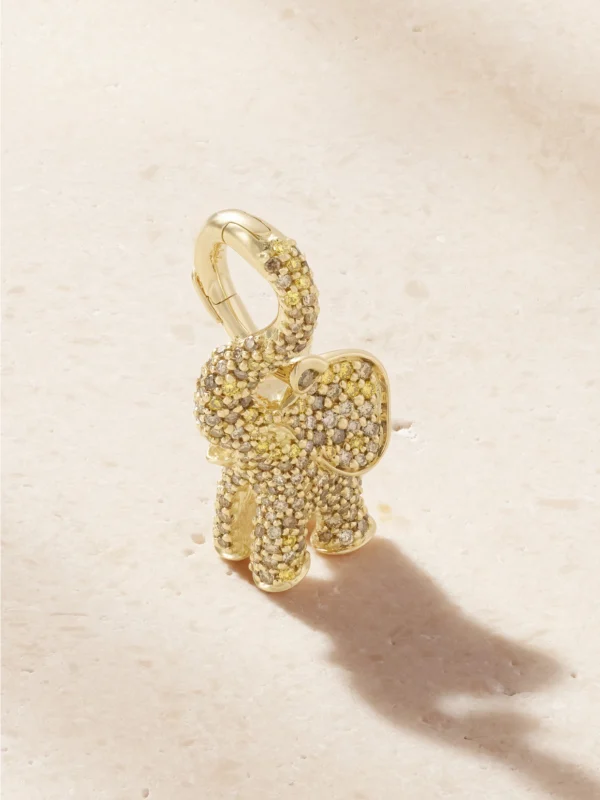 Ole Lynggaard Copenhagen Elephant 18-karat Gold Yellow and Brown Diamond Pendant