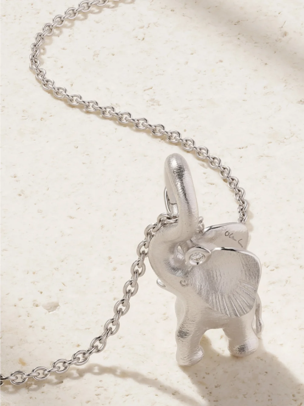 Ole Lynggaard Copenhagen Elephant 18-karat White Gold Diamond Necklace