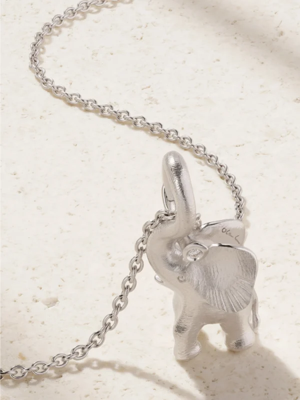 Ole Lynggaard Copenhagen Elephant 18-karat White Gold Diamond Necklace