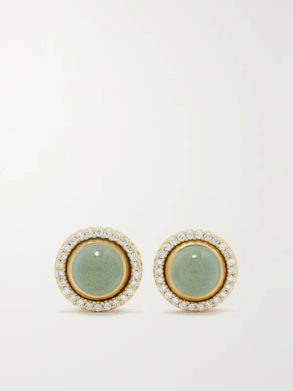 Ole Lynggaard Copenhagen Lotus 18-karat Gold, Aquamarine and Diamond Earrings