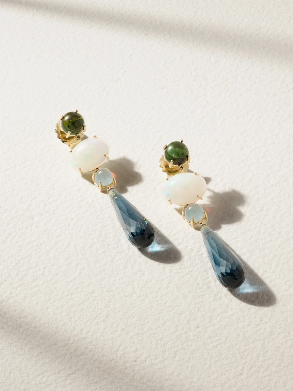 Ole Lynggaard Copenhagen Lotus 18-karat Gold Multi-stone Earrings in blue