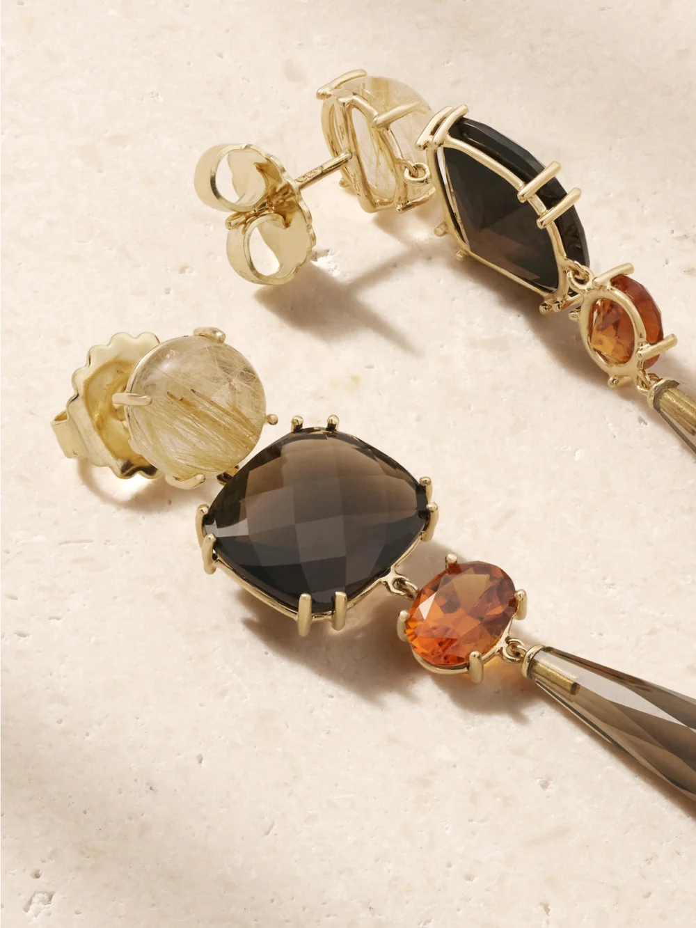 Back view of the Ole Lynggaard Copenhagen Lotus 18-karat Gold Multi-stone Earrings