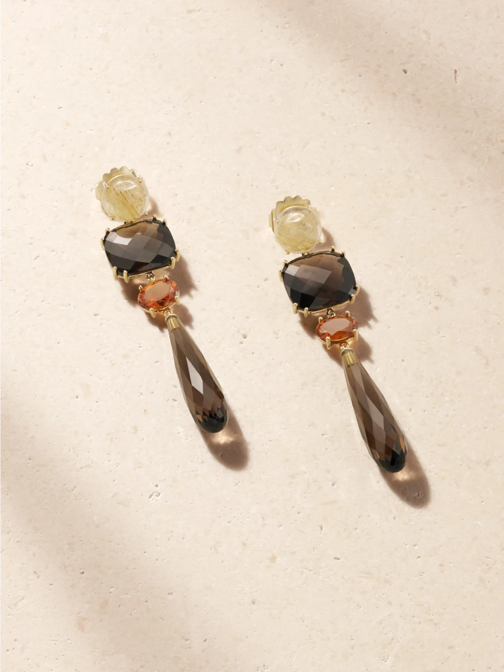 Ole Lynggaard Copenhagen Lotus 18-karat Gold Multi-stone Earrings in brown