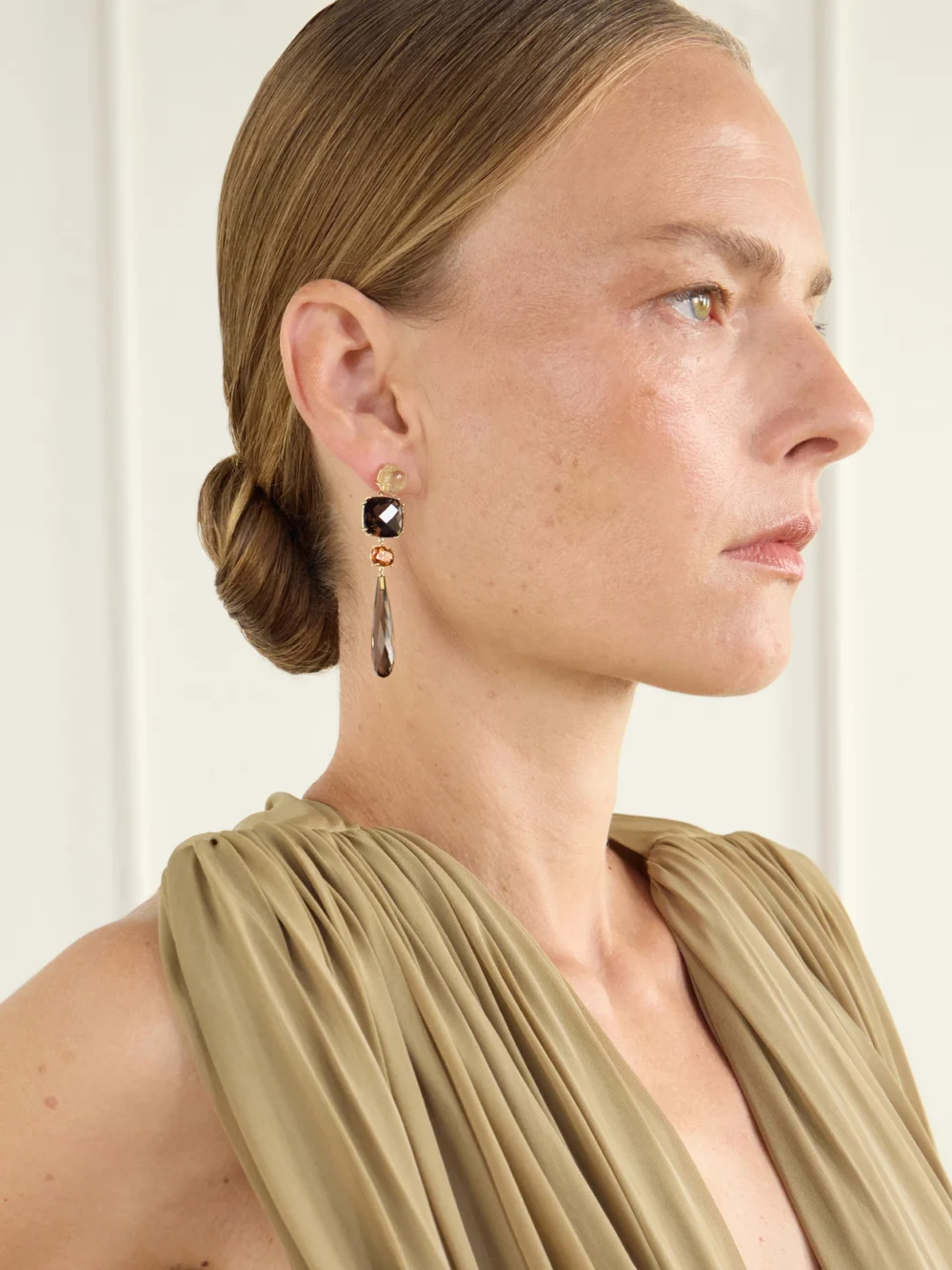 Ole Lynggaard Copenhagen Lotus 18-karat Gold Multi-stone Earrings, styled view