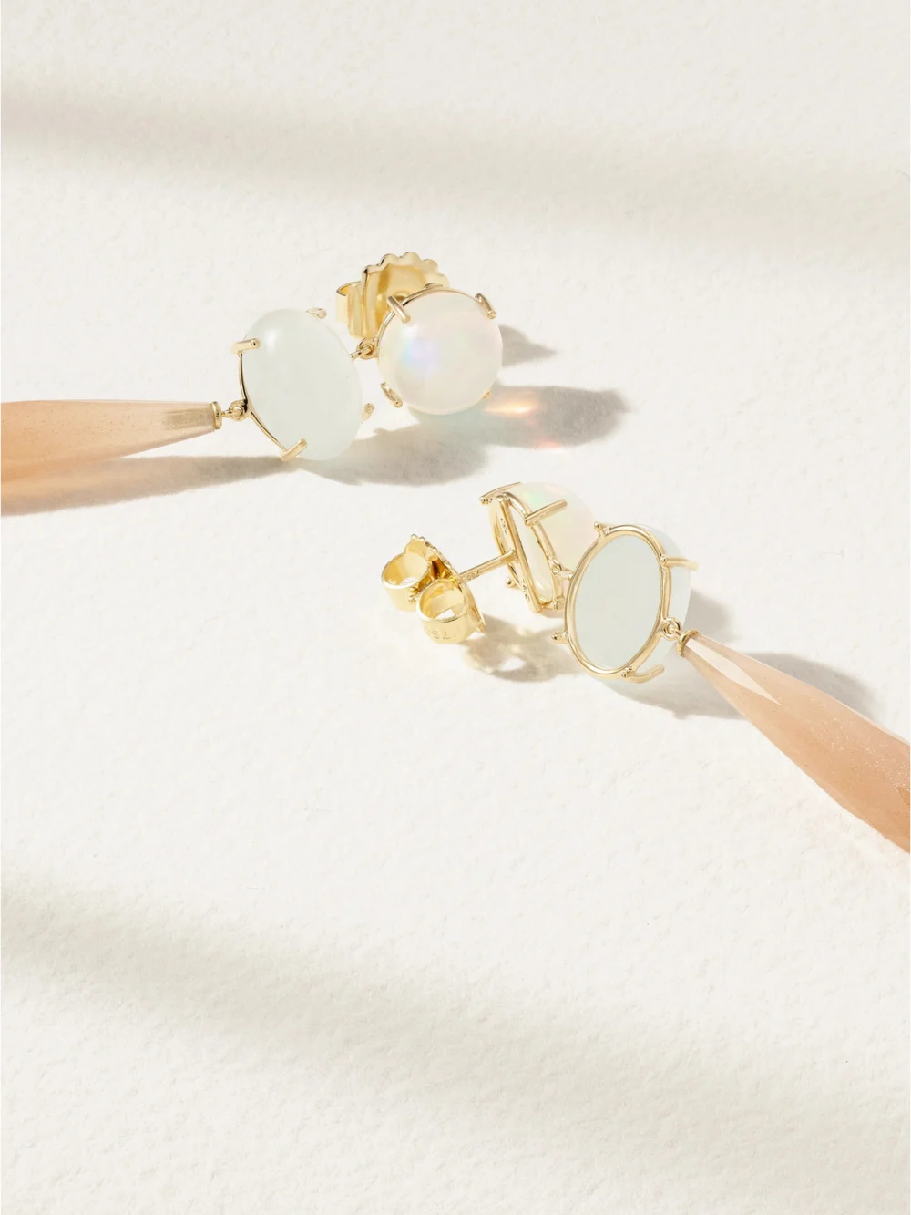 Close-up detail of the Ole Lynggaard Copenhagen Lotus 18-karat Gold Multi-stone Earrings