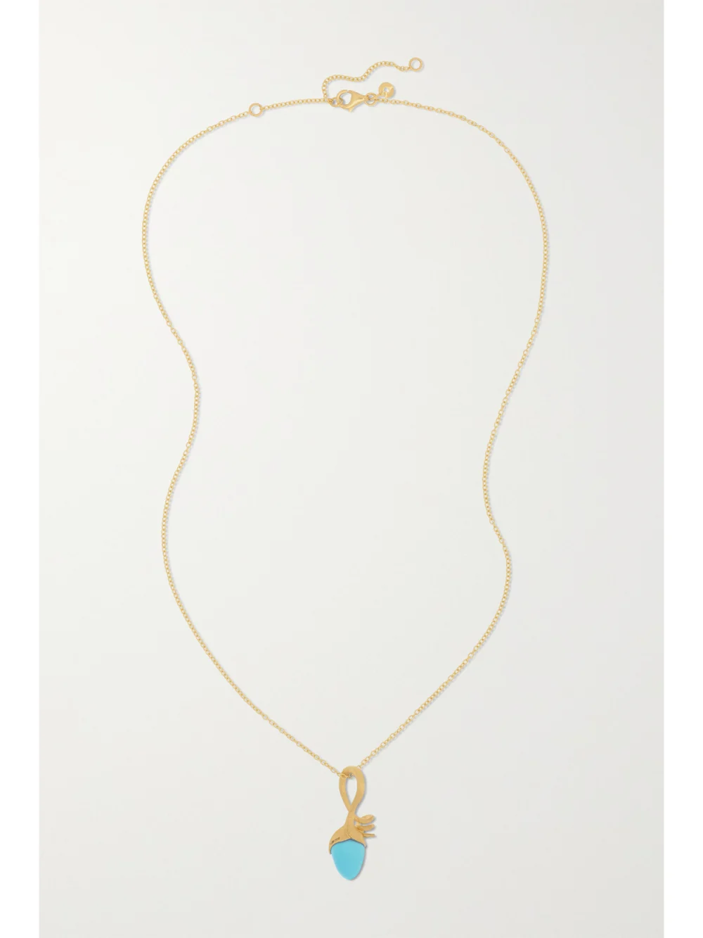 Close-up detail of the Ole Lynggaard Copenhagen Lotus Sprout 18-karat Gold Turquoise Necklace
