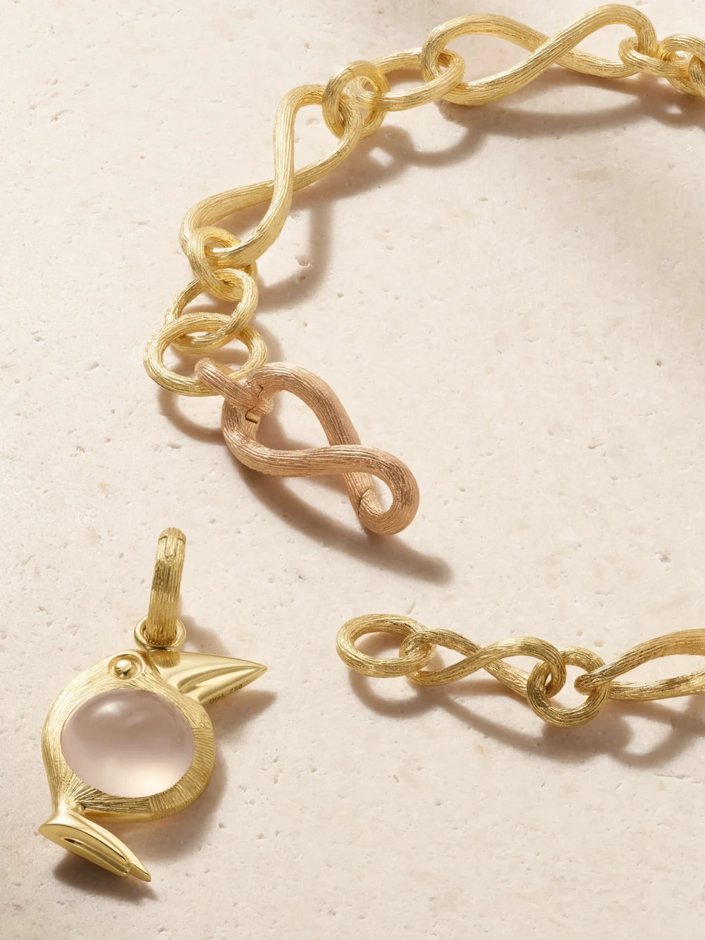 Back view of the Ole Lynggaard Copenhagen Love 18-karat Yellow and Rose Gold Quartz Bracelet