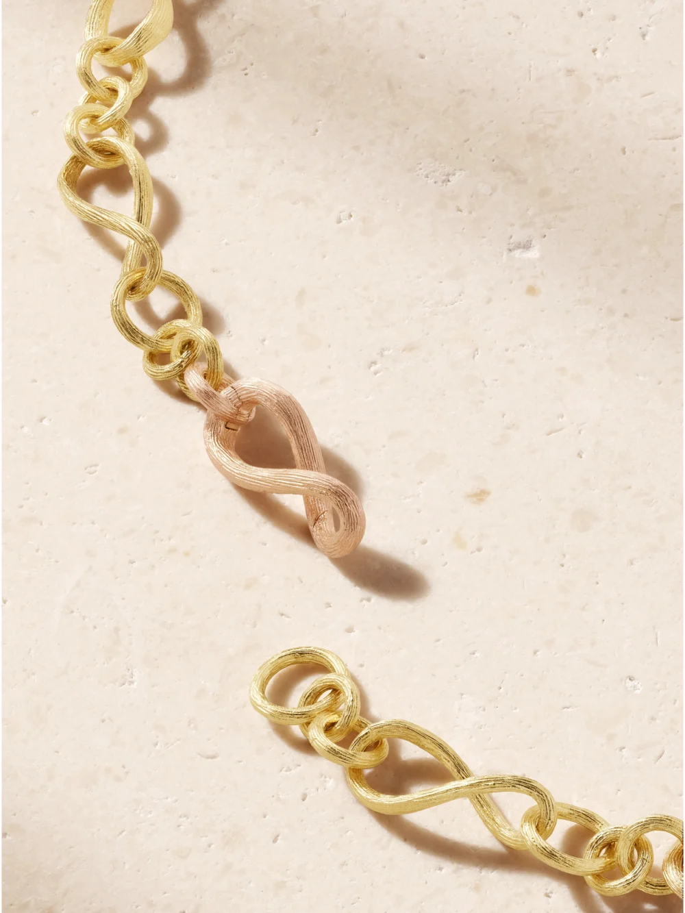 Back view of the Ole Lynggaard Copenhagen Love Collier Mini 18-karat Yellow and Rose Gold Necklace
