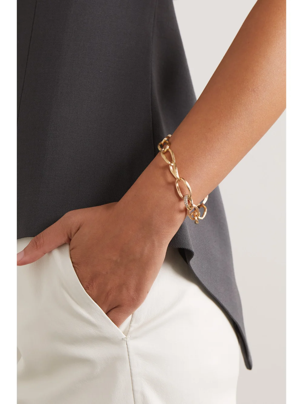 Ole Lynggaard Copenhagen Love Medium 18-karat Yellow and Rose Gold Diamond Bracelet, styled view