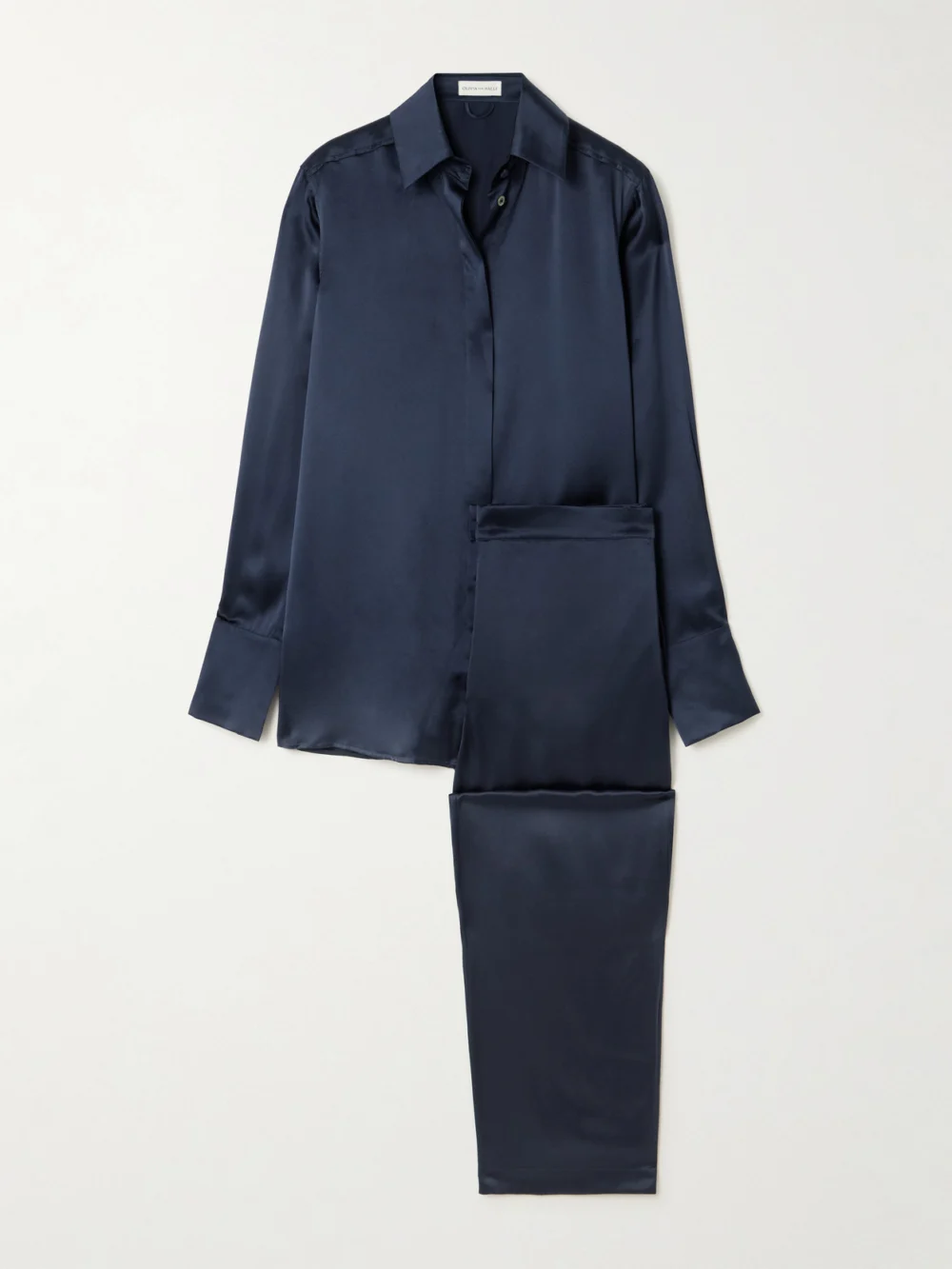 Olivia von Halle Bacall Silk-satin Pajama Set in navy