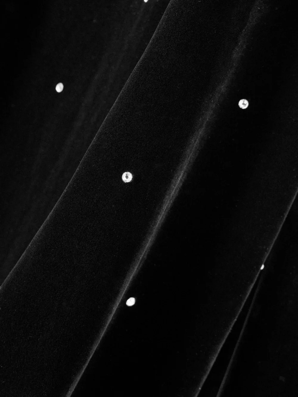 Close-up detail of the Olivia von Halle Capability Crystal-embellished Belted Velvet Robe