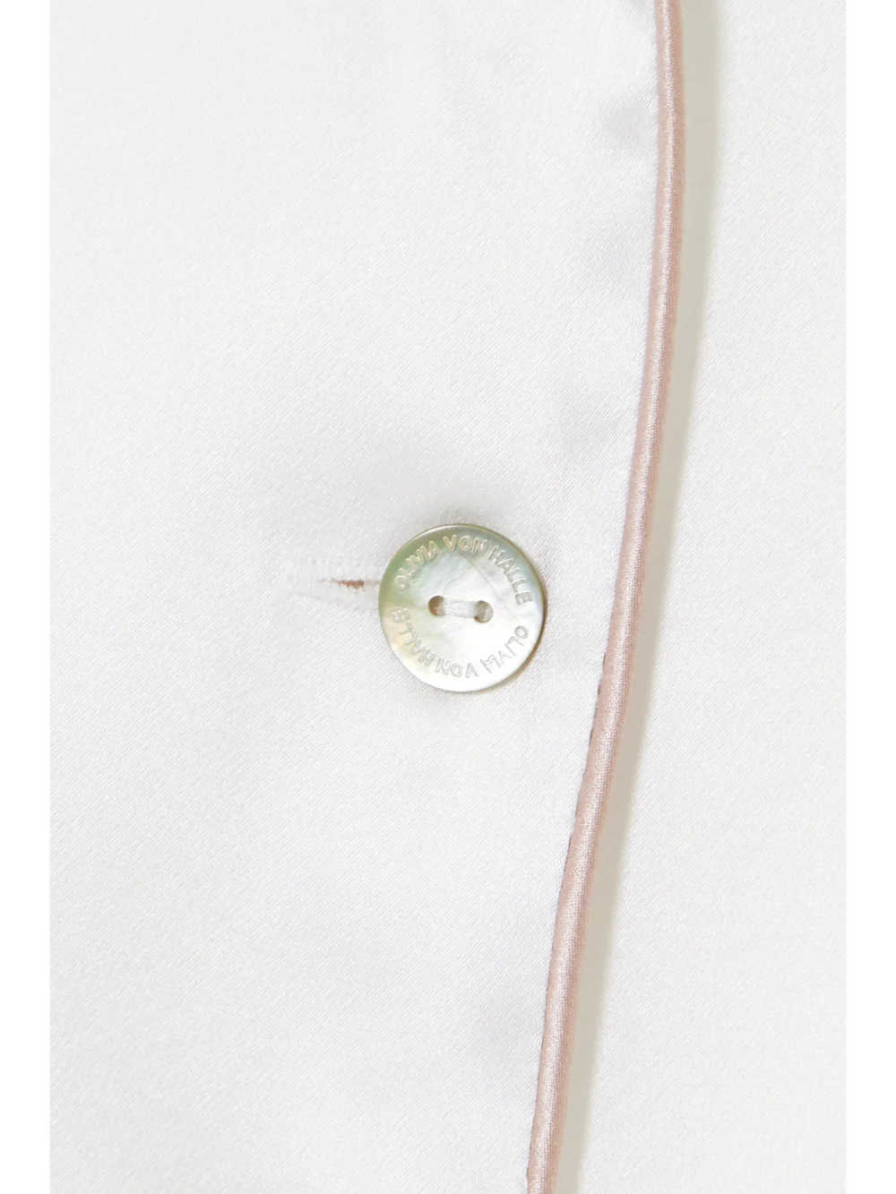 Close-up detail of the Olivia von Halle Coco Silk-satin Pajama Set