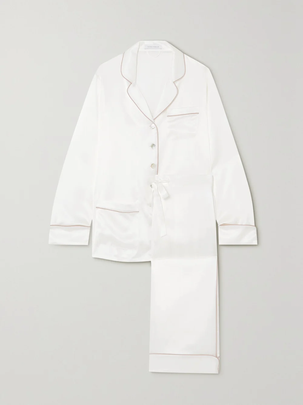 Olivia von Halle Coco Silk-satin Pajama Set in ivory
