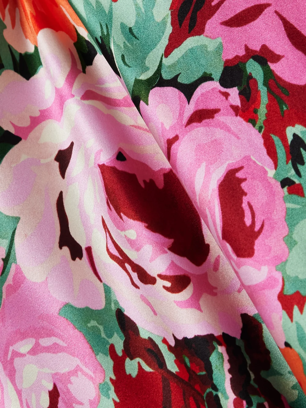 Close-up detail of the Olivia von Halle Garbo Floral-print Silk-satin Nightdress