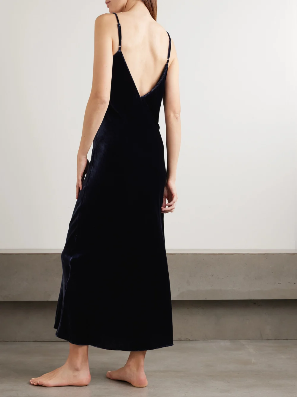Back view of the Olivia von Halle Garbo Silk-velvet Nightdress