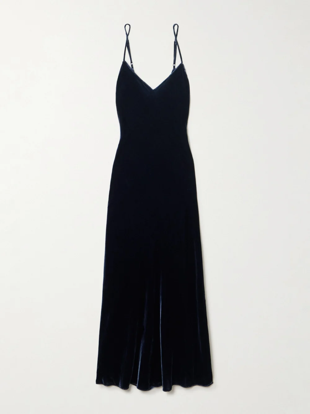 Olivia von Halle Garbo Silk-velvet Nightdress in navy