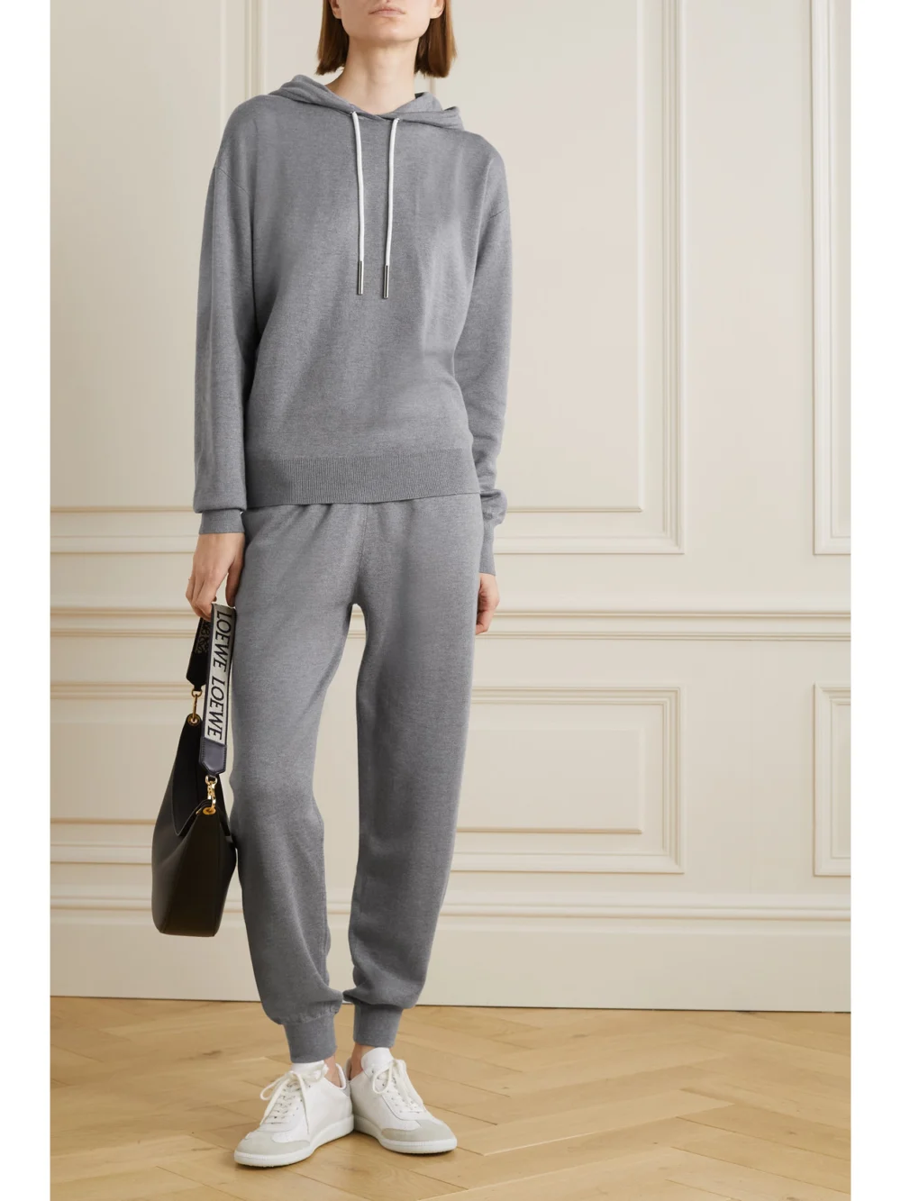 Olivia von Halle Gia London Silk and Cashmere-blend Hoodie and Track Pants Set, worn by a model
