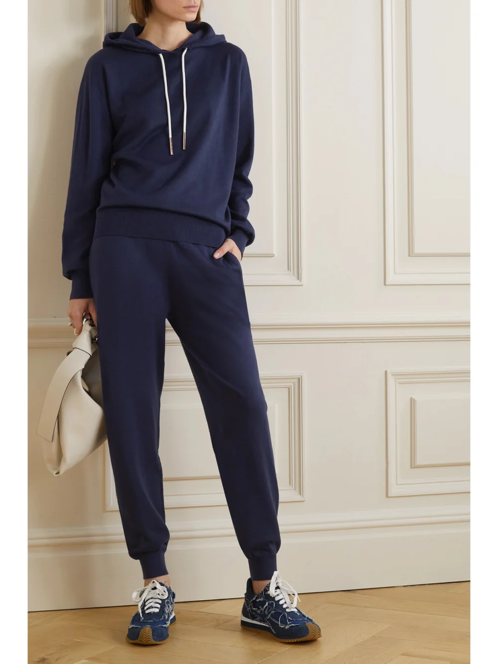 Olivia von Halle Gia Paris Silk and Cashmere-blend Hoodie and Track Pants Set, worn by a model