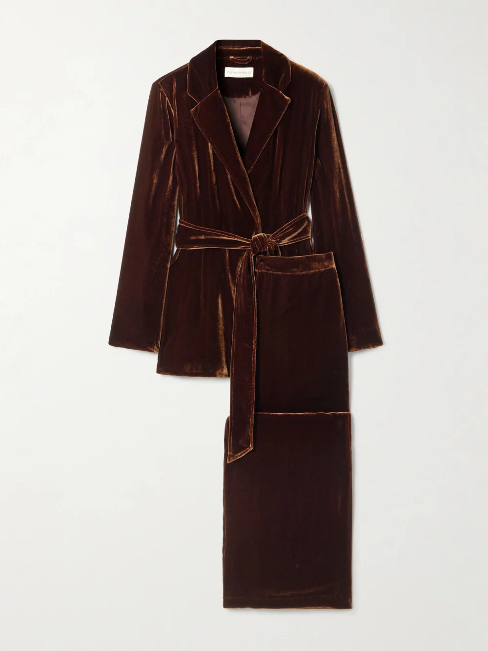 Olivia von Halle Jagger Velvet Pajama Set in dark brown
