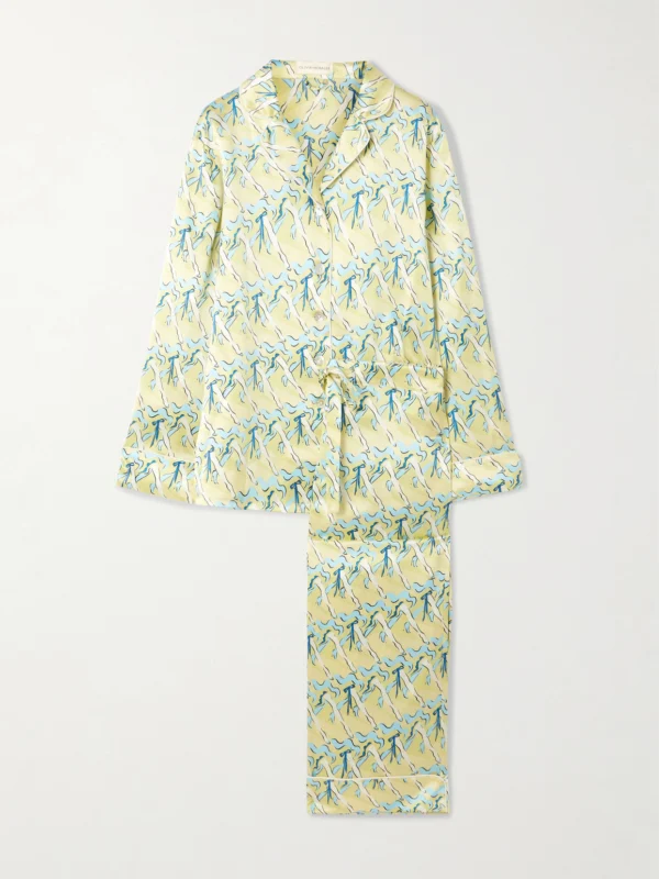 Olivia von Halle Lila Printed Silk-satin Pajama Set