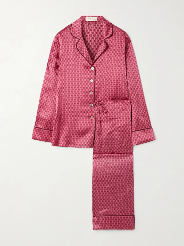 Olivia von Halle Lila Printed Silk-satin Pajama Set