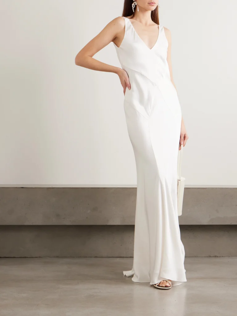 Olivia von Halle Paloma Open-back Silk-satin Gown