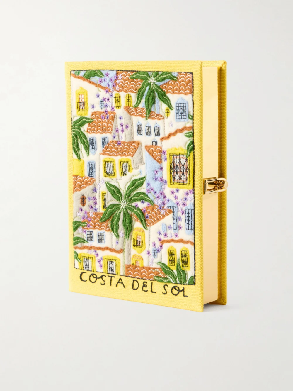 Olympia Le-Tan Costa Del Sol Appliquéd Embroidered Canvas Clutch in yellow