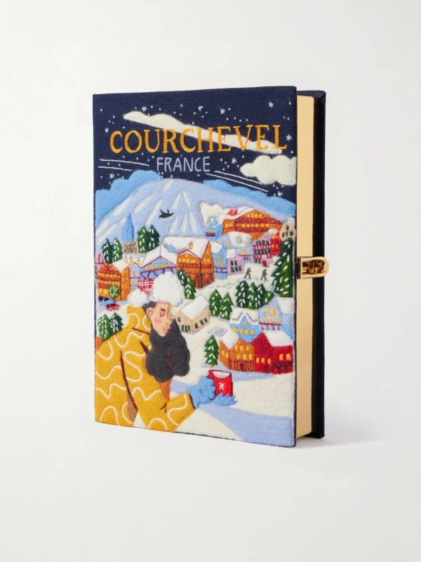 Olympia Le-Tan Courchevel Embroidered Appliquéd Canvas Clutch