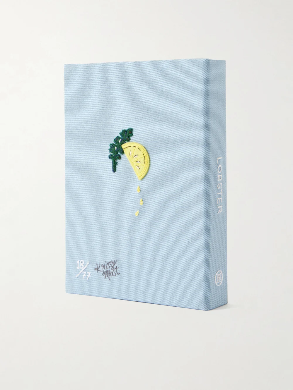 Back view of the Olympia Le-Tan Lobster Appliquéd Embroidered Canvas Clutch